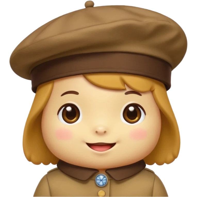 pom pom Purin wearing brown beret hat and smiling emoji