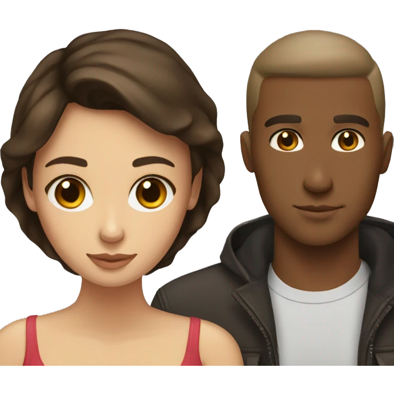 brunette girlfriend and brunette boyfriend emoji