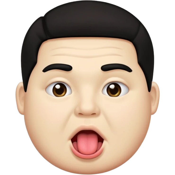 Fat teen from kosovo with flat hair with his tongue out emoji