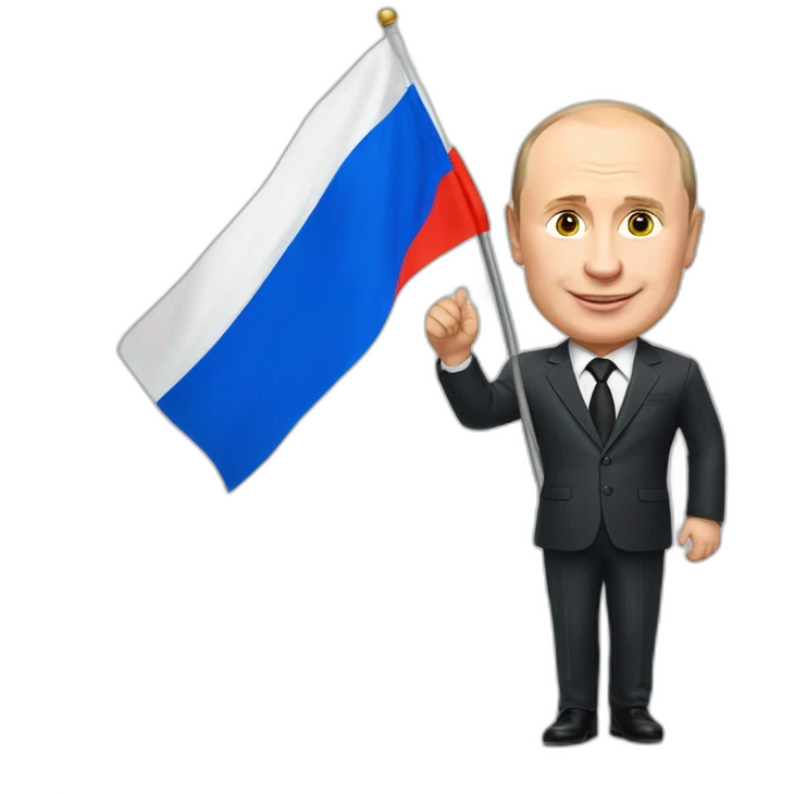putin welcomes to russia holding a russian flag  emoji