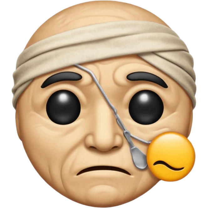 Create Emoji face only 1 eye patch black old person emoji