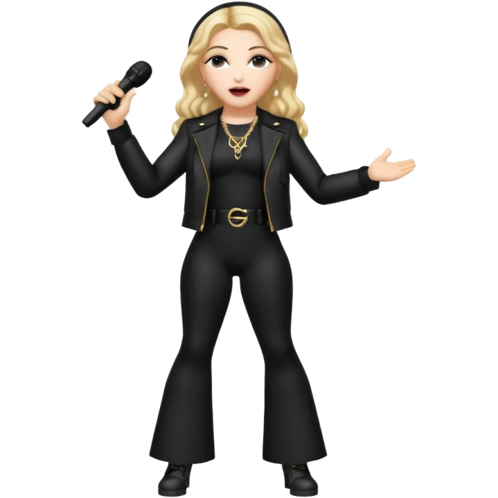 Madonna, full body, standing, singing emoji