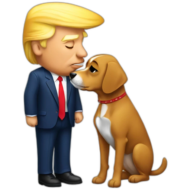 trump kissing a dog emoji