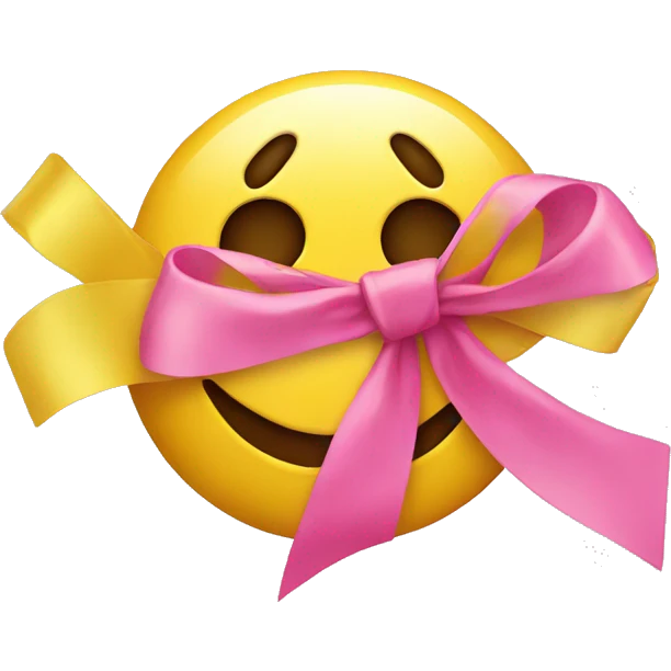 A yellow emoji that cry with a pink ribbon  emoji