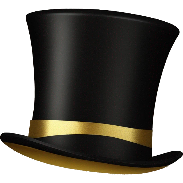 Shiny black top hat with thick gold band emoji