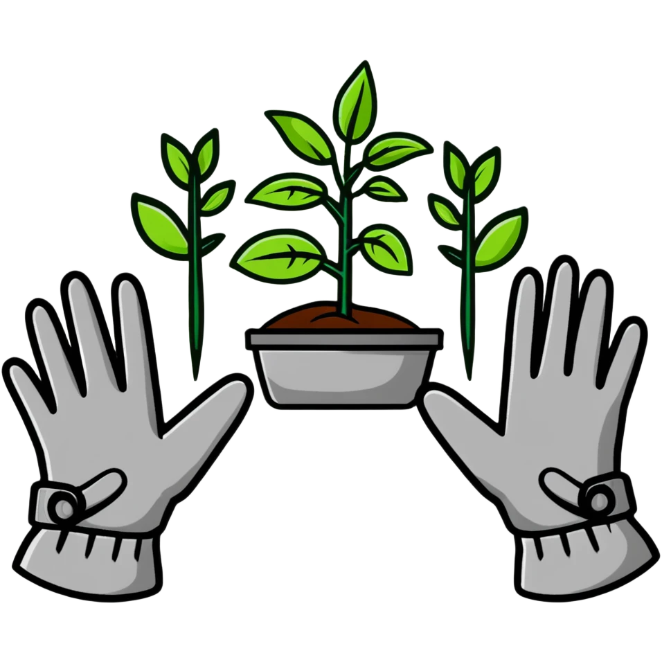 gardening gloves seeds and plant pots emoji
