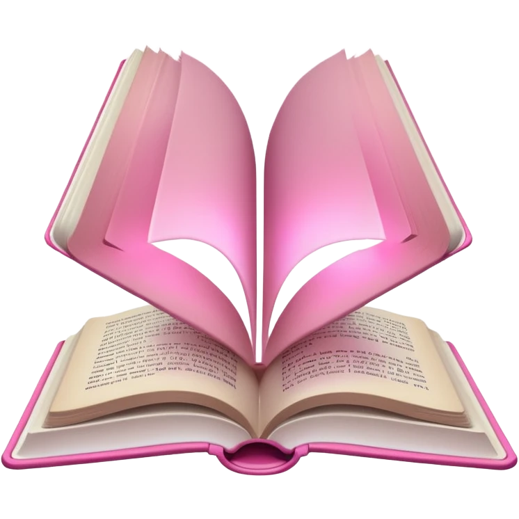 An open pink book with white lights emerging from its pages emoji
