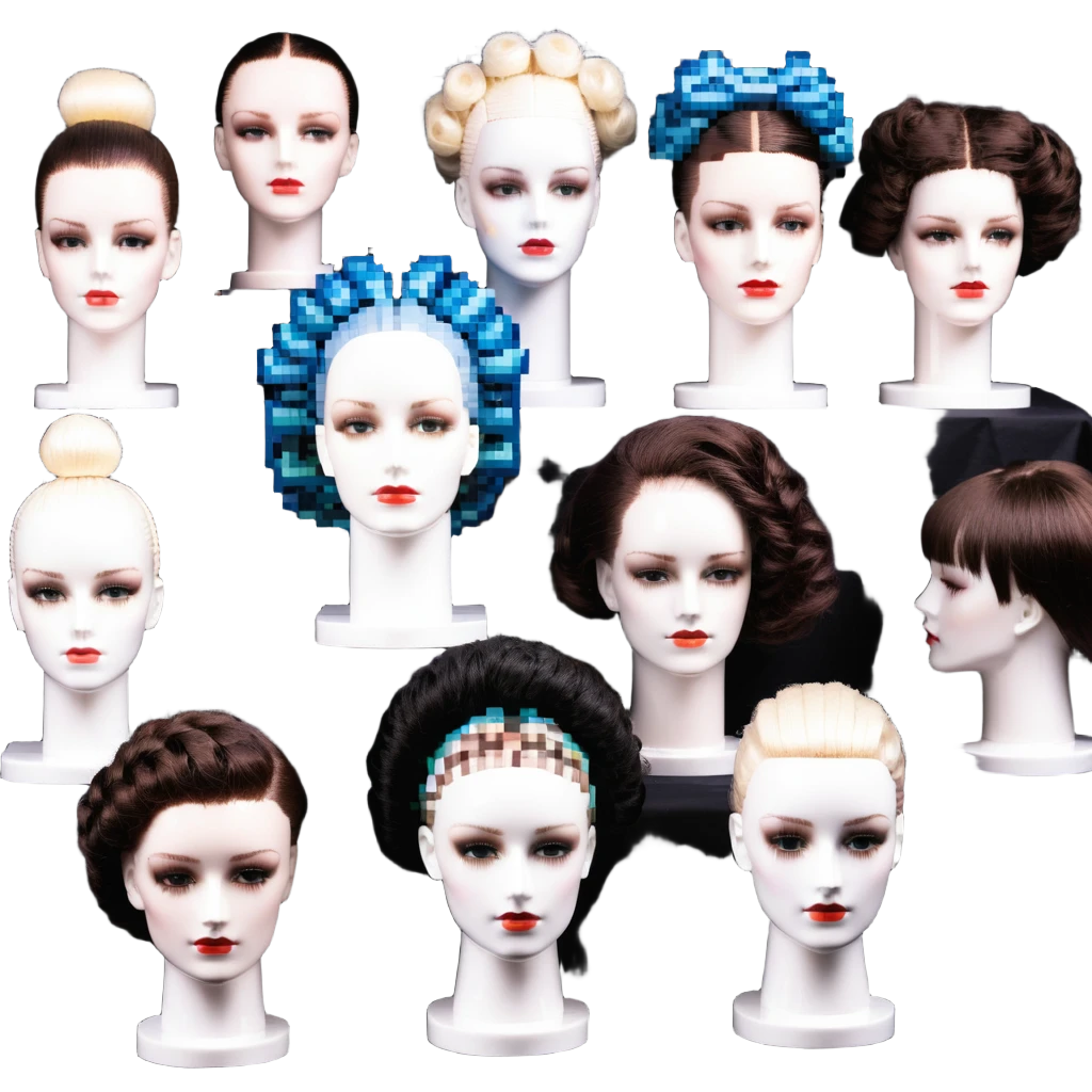 hair styling students practicing on mannequin heads emoji