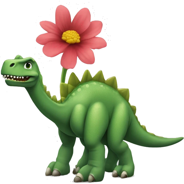 Dinosaure épuisé avec une fleure  emoji