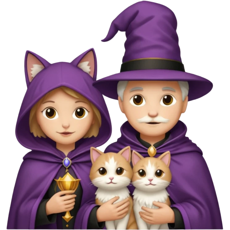 magician couple and their pet cat emoji