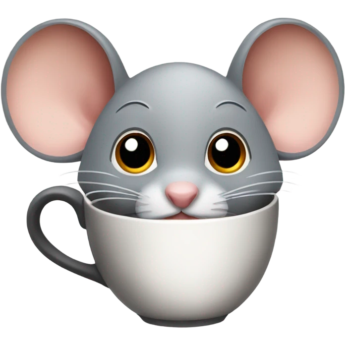 Mouse drink coffee ,Mouse don’t have one ear emoji