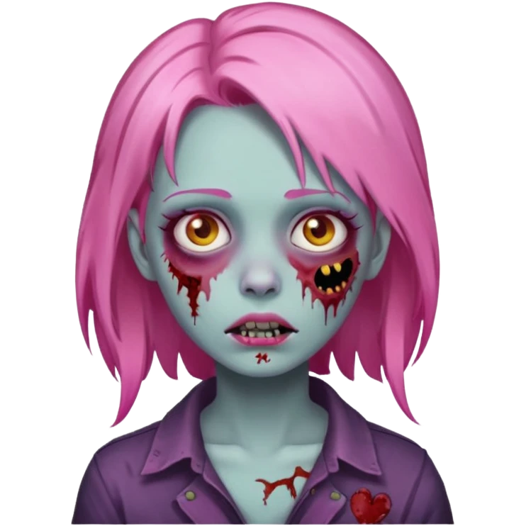 zombie girl with pink hair  emoji