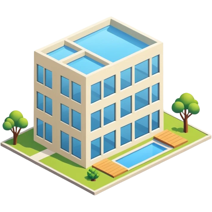 isometric modern apartment with large windows emoji