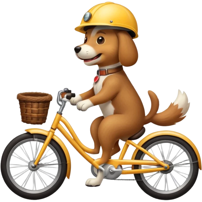 A dog riding a bike emoji