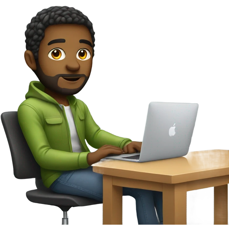 white product designer sitting with macbook emoji