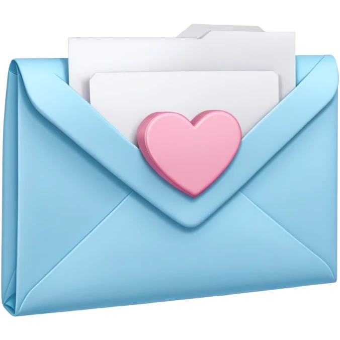 Romantic white pink light-blue love letter emoji