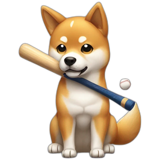 shiba inu holding a baseball bat, sitting emoji
