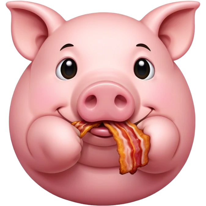 Pig eating bacon emoji