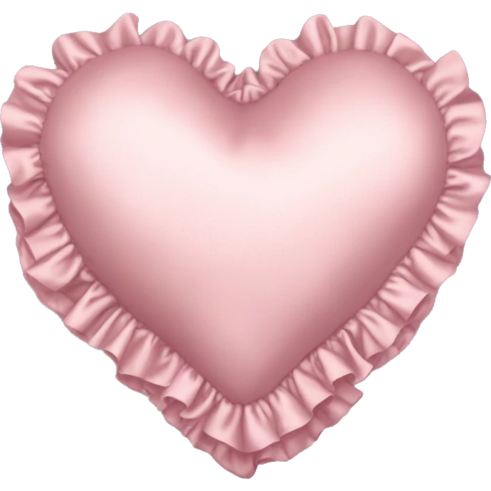Light pink silk heart shaped pillow with ruffles emoji