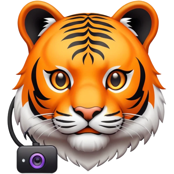 streamer tiger face with webcam and setup for Twitch emote emoji