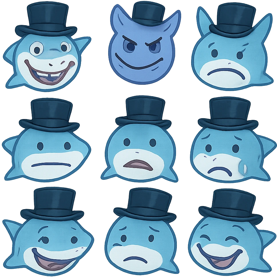 Shark with a top hat emoji