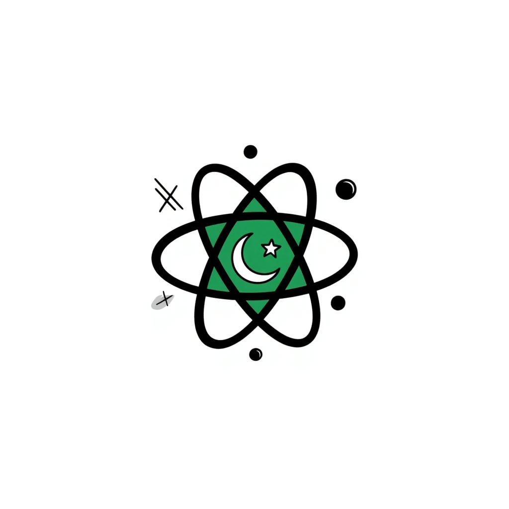 Hand-drawn atom symbol with Pakistan flag colors emoji