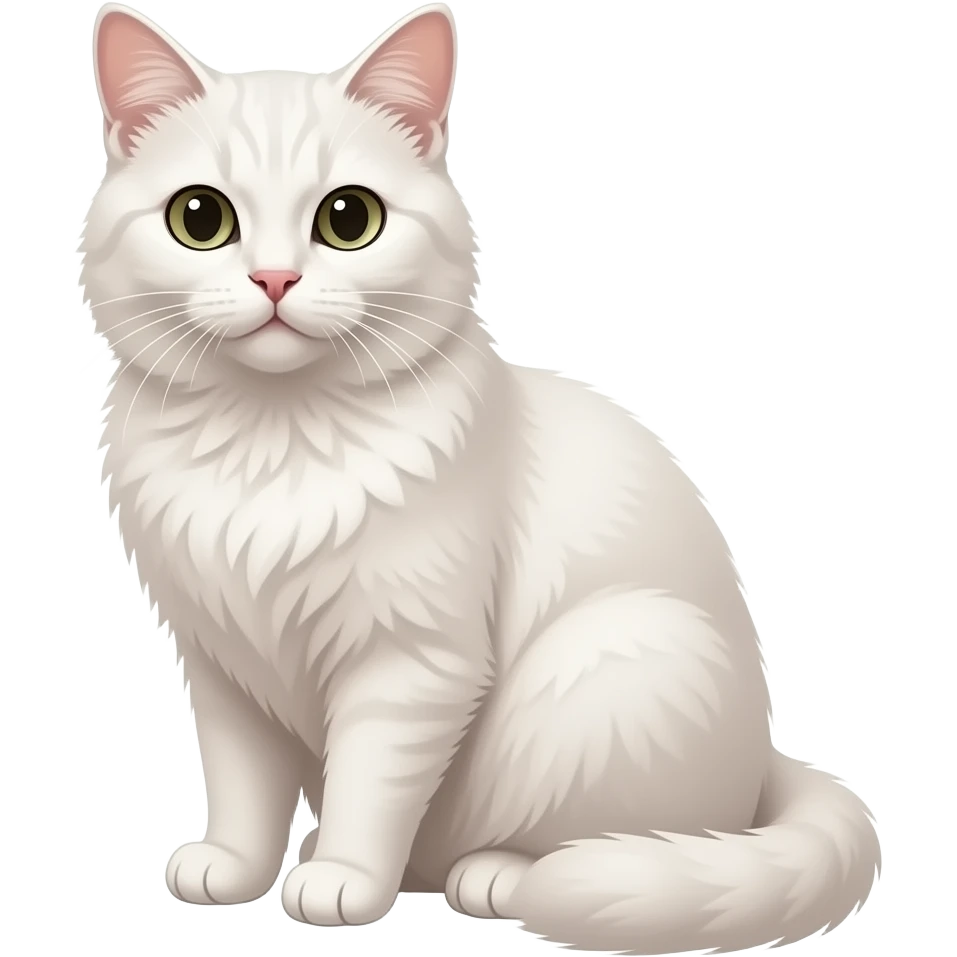 Realistic sitting beautiful fine aesthetic white cat emoji