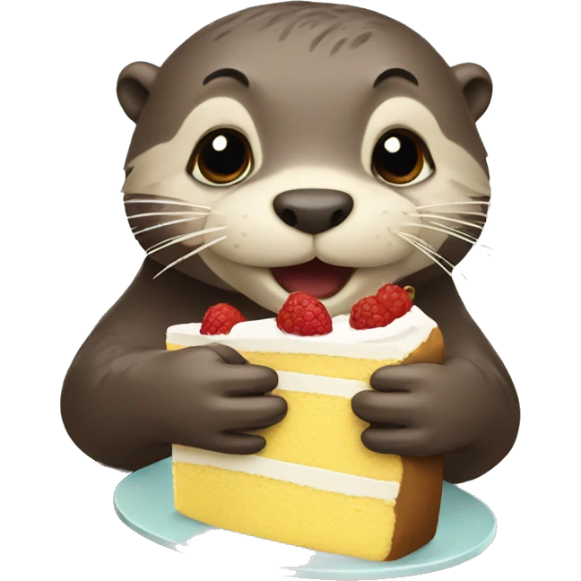 otter eating cake emoji