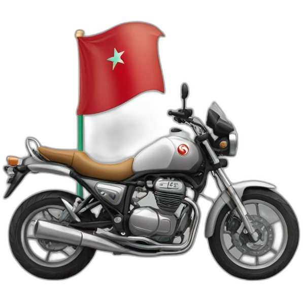 une moto avec le drapeau du Maroc derrière emoji