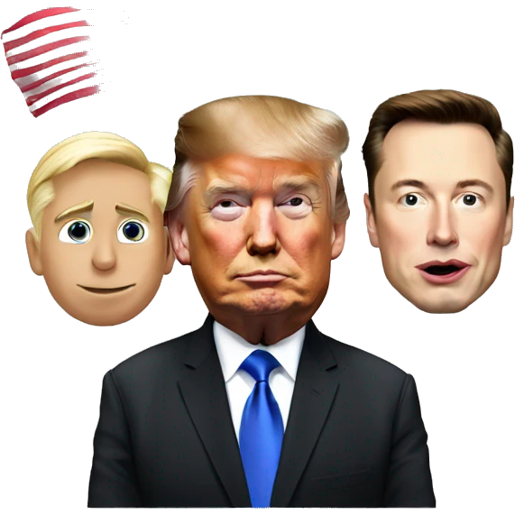 Elon Musk with Donald trump and an American flag emoji
