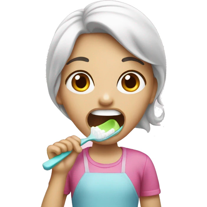 A girl brushing teeth emoji