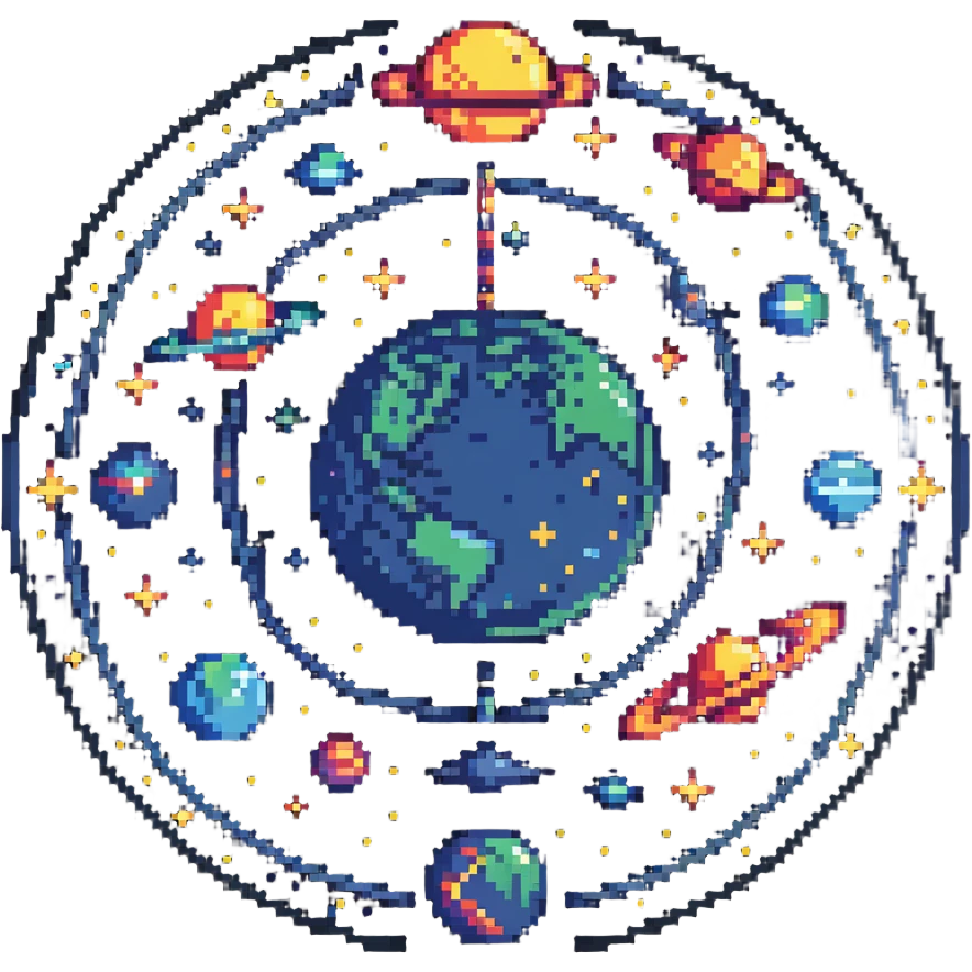 cosmic entity with stars and planets orbiting around emoji