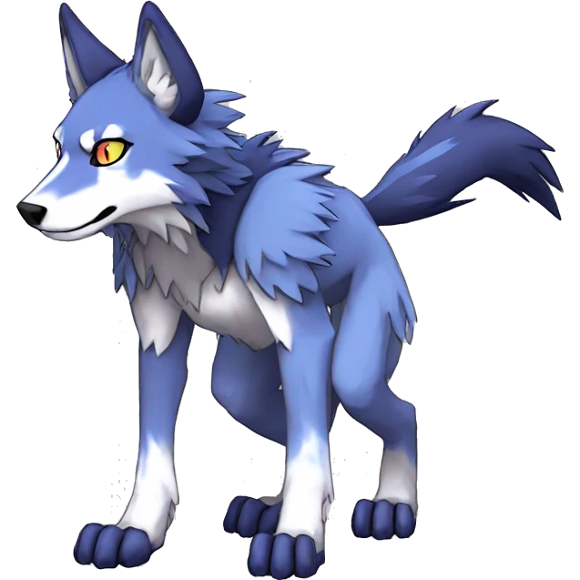  Cool Edgy Colorful AnthrocDigimon-Fakemon-Wolf with edgy markings full body emoji