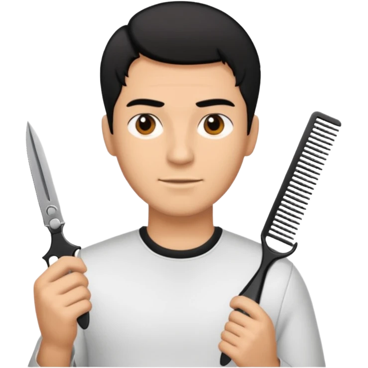 Man holding clippers and comb emoji