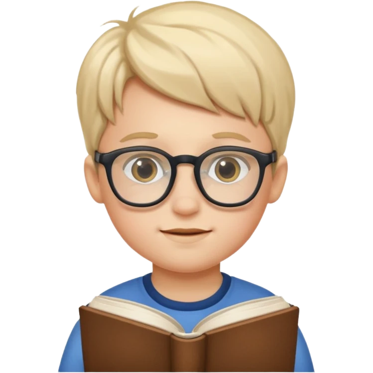 glasses kid with book emoji