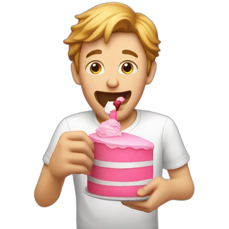 A White Guy Biting a Pink Cake emoji
