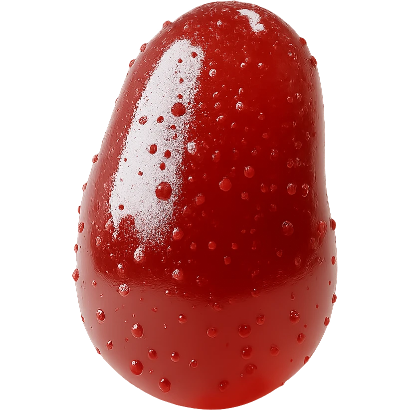Isolate the jelly bean on a transparent background, removing all background elements. emoji