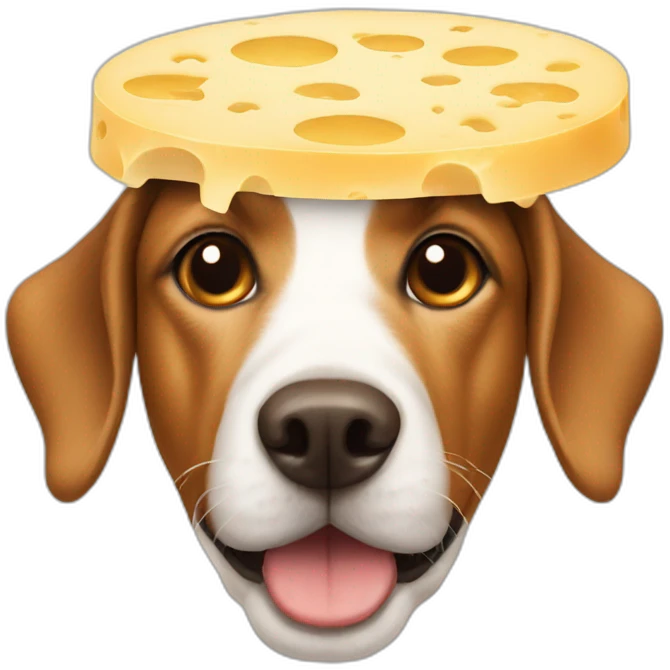 Dog wearing a Swiss cheese hat emoji
