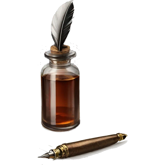 quill pen and ink bottle emoji