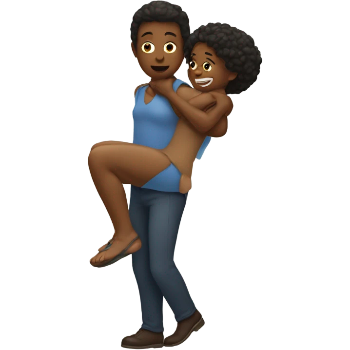 Giant woman carrying small man on her shoulder  emoji