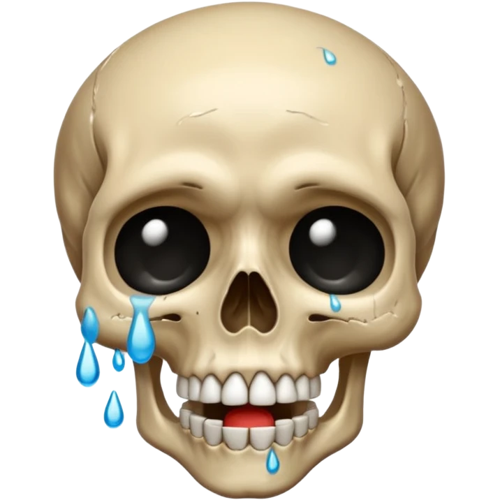Skull crying loudly and a lot with lots of tears emoji