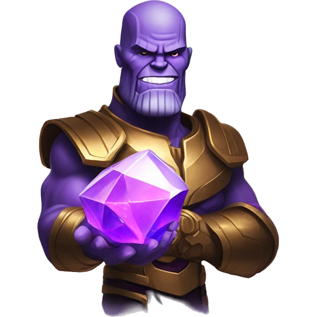 Thanos holding small glowing purple crystal, iOS emoi style art  emoji