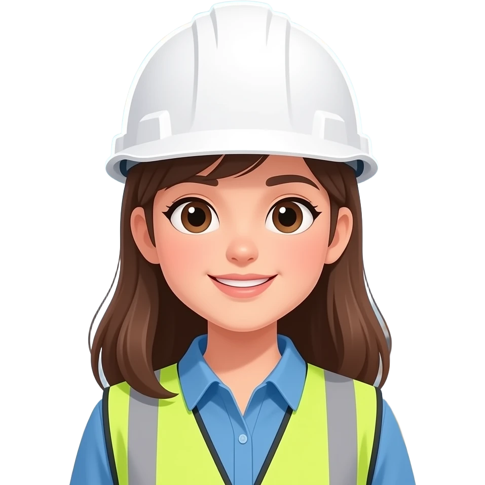 construction manager girl white helmet. with backround emoji