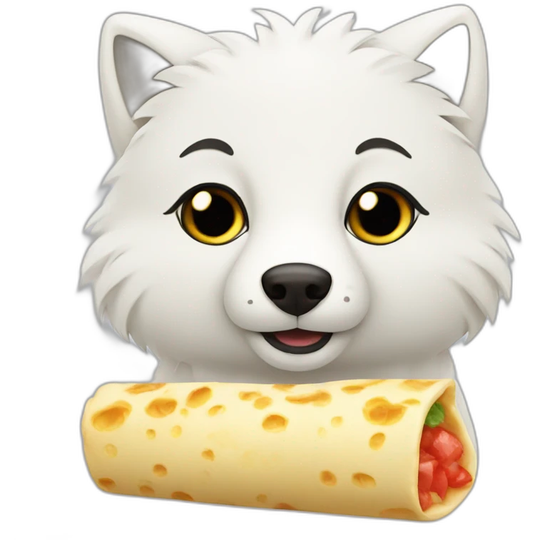Arctic fox eating a cheese burrito emoji