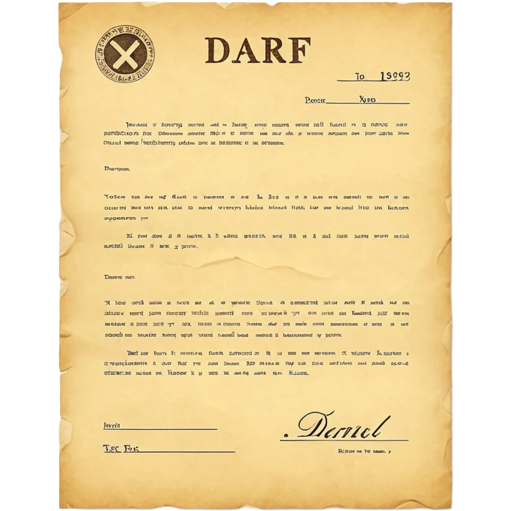 yellow paper tax document with subtle 'DARF' text, simple and expressive emoji