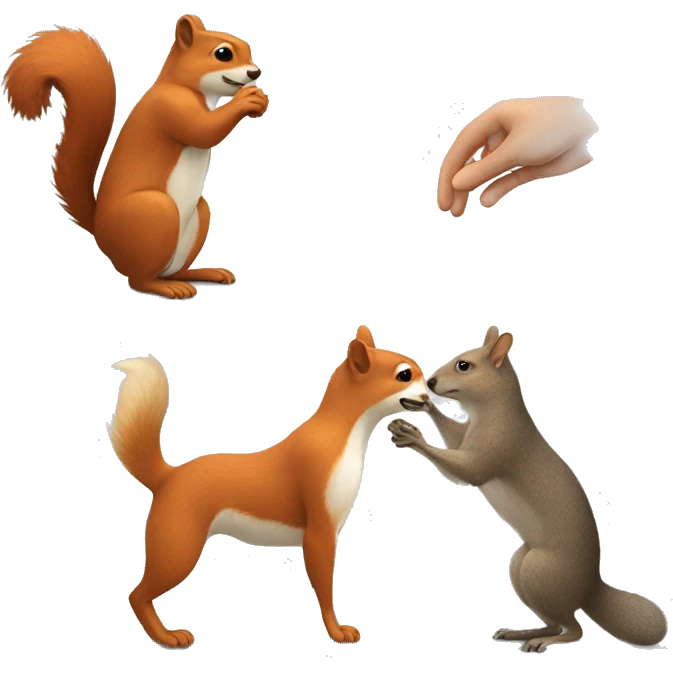 Handshake between an squirrel and a dog emoji