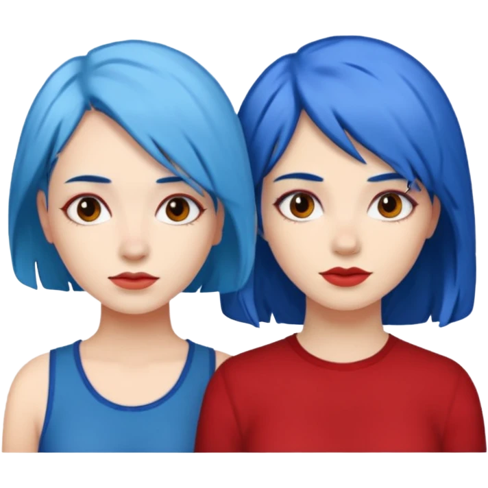 👭one having blue hair and one having red hair emoji