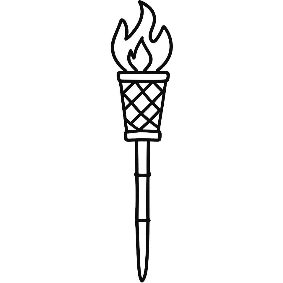 hand-drawn outline style bamboo torch icon emoji