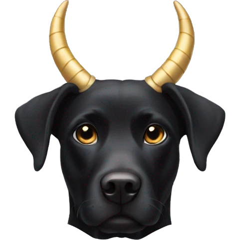 Black Labrador with Loki horns emoji