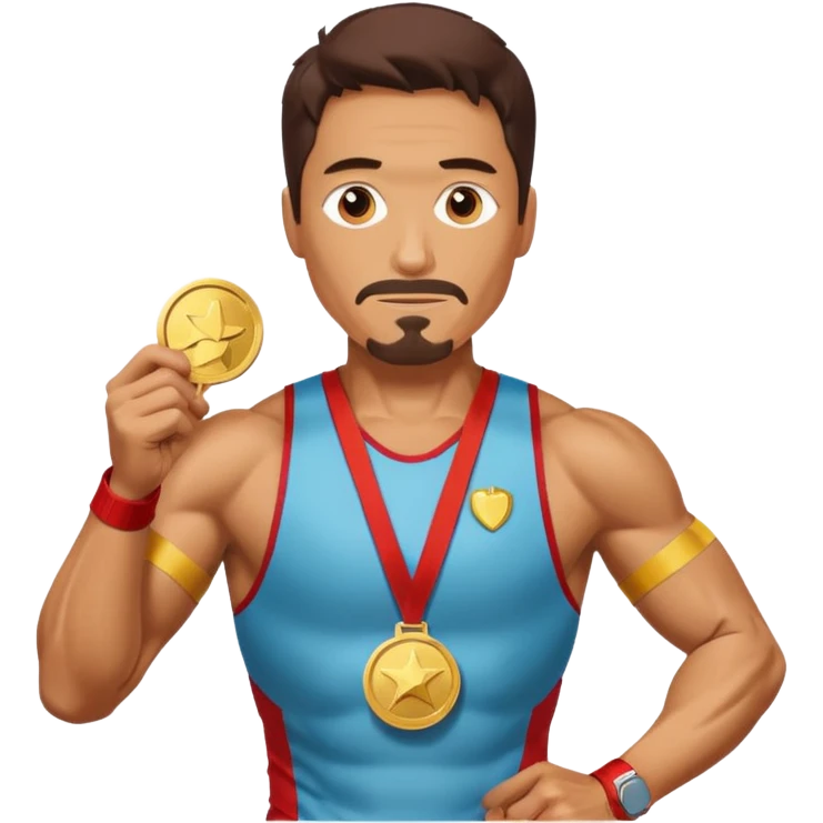 ironman picking running a marathon with gold medal emoji